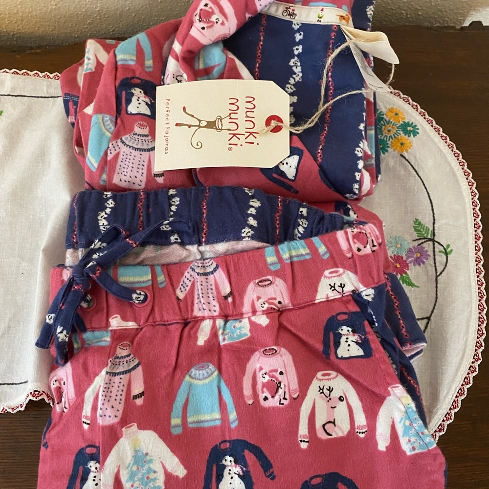 Women’s Pink and Blue Munki Munki Cotton Flannel Pyjamas
